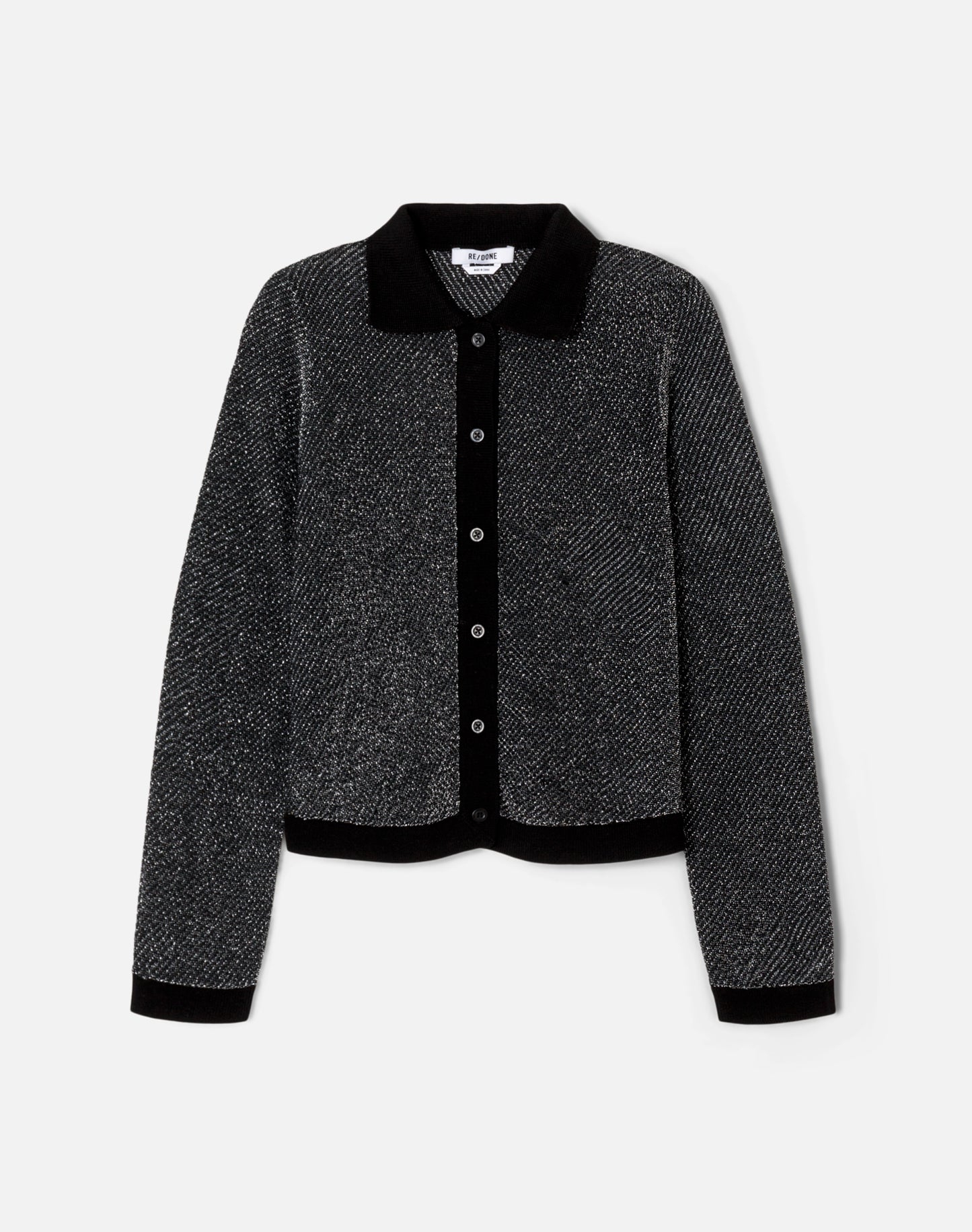 Lurex Polo Cardigan