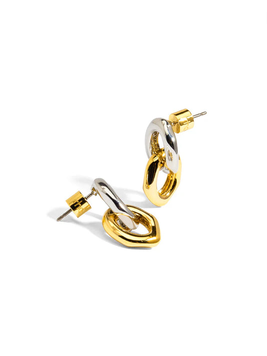 Two-Tone Link Drop Earring